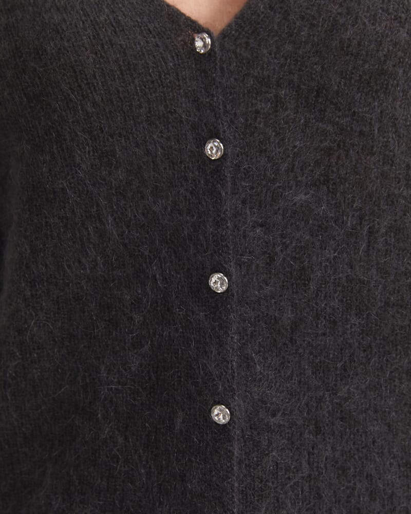 Tatiana Mohair Cropped Cardigan in CHARCOAL