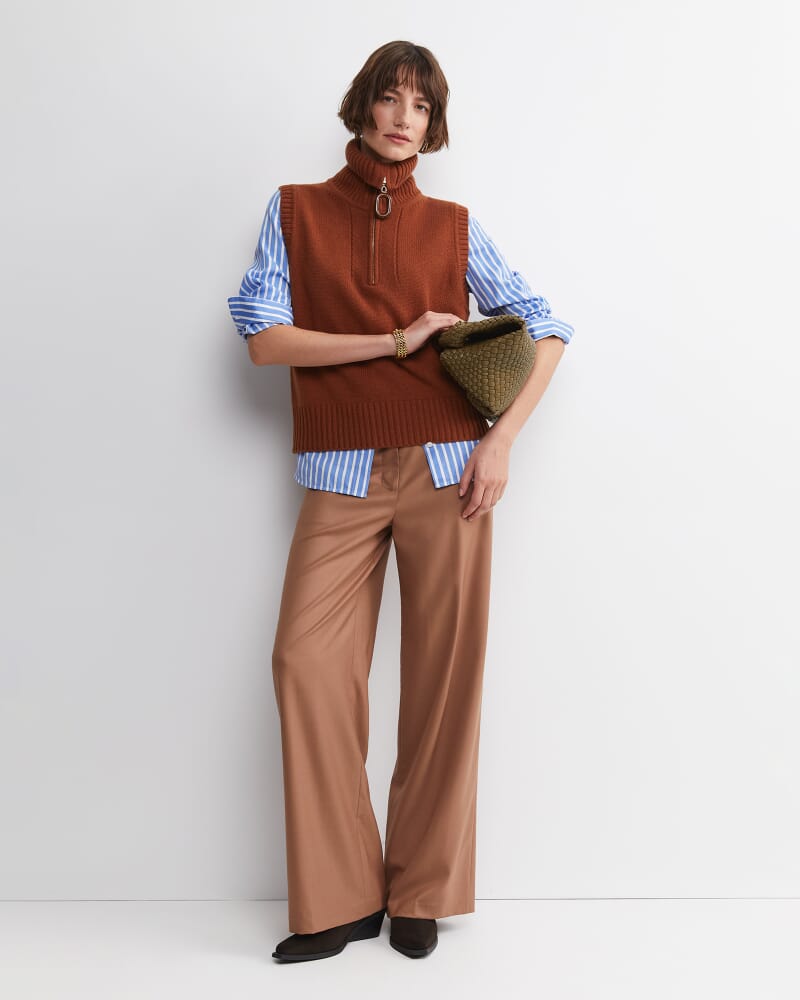 Sunshine Collared Sleeveless Vest in TOFFEE