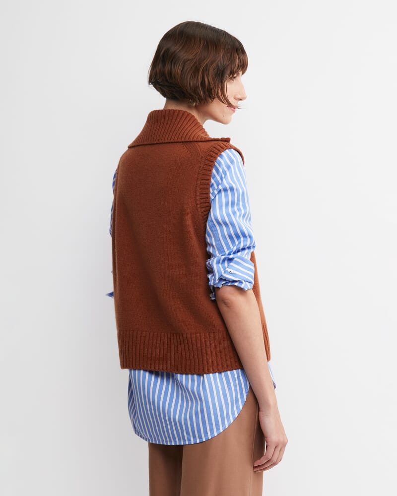 Sunshine Collared Sleeveless Vest in TOFFEE