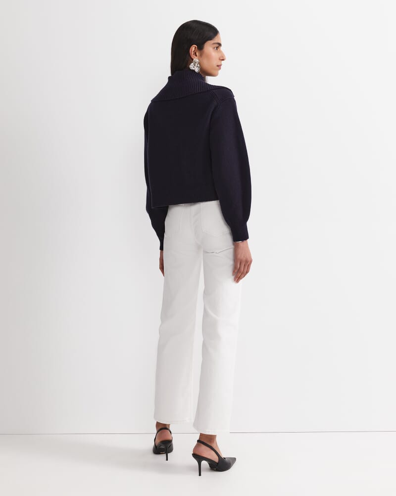 Sunshine Collared Merino Cardigan in NAVY