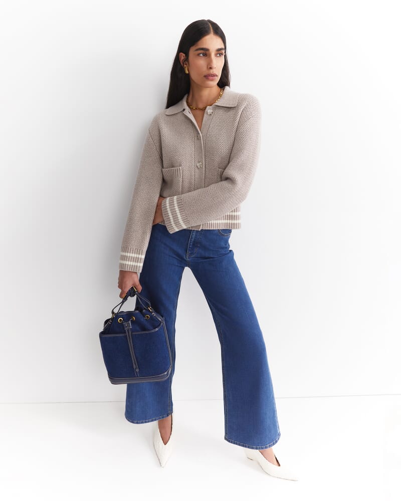 Sunshine Textured Stitch Cardigan in MINK