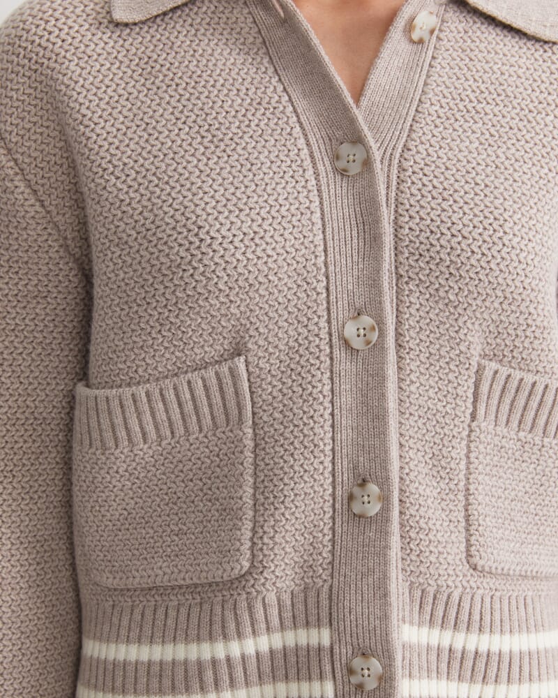 Sunshine Textured Stitch Cardigan in MINK