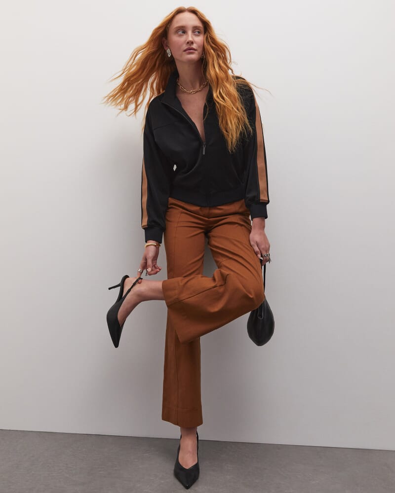 Hazel Panelled Wide Leg Pant in TOFFEE
