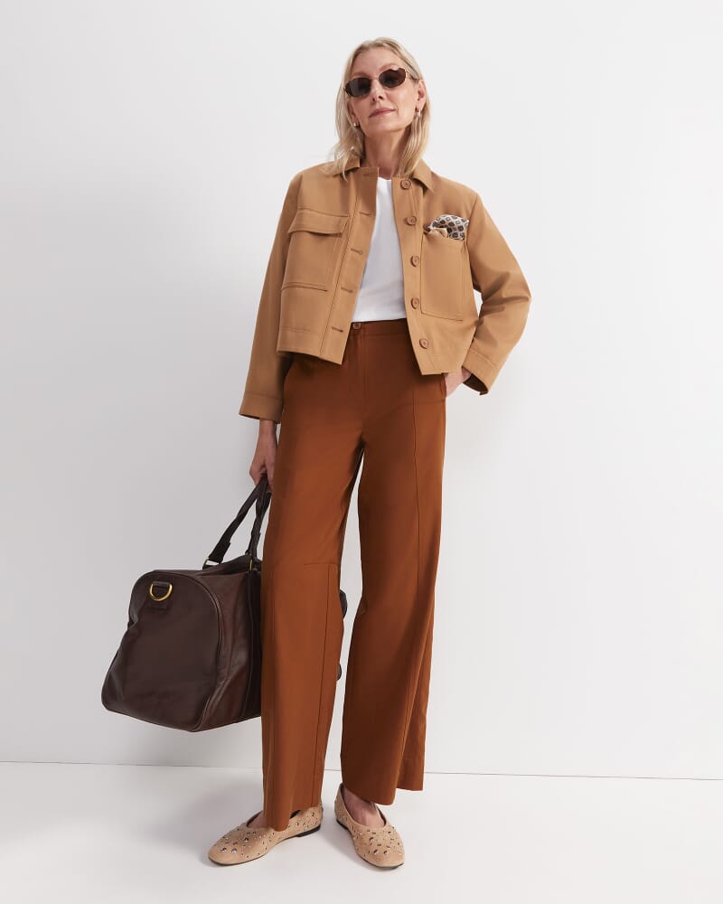 Hazel Panelled Wide Leg Pant in TOFFEE