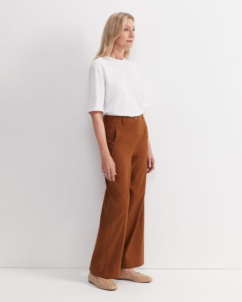 Hazel Panelled Wide Leg Pant in TOFFEE