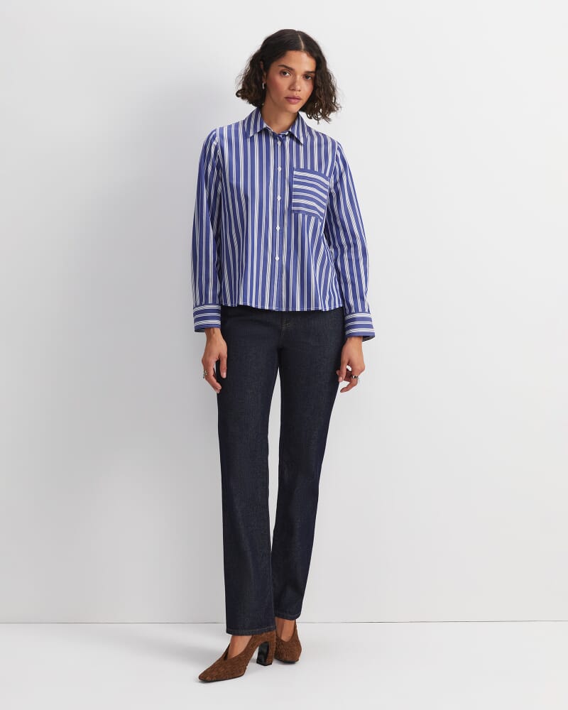 Reina Crop Shirt in BLUE/WHITE