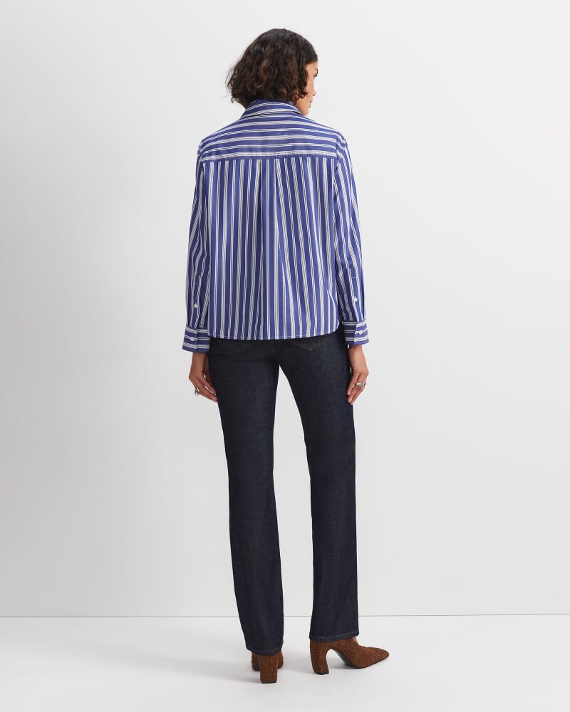 Reina Crop Shirt in BLUE/WHITE