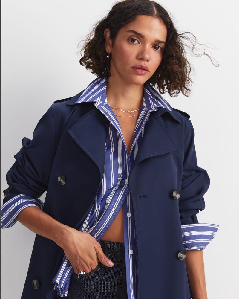 Reina Crop Shirt in BLUE/WHITE