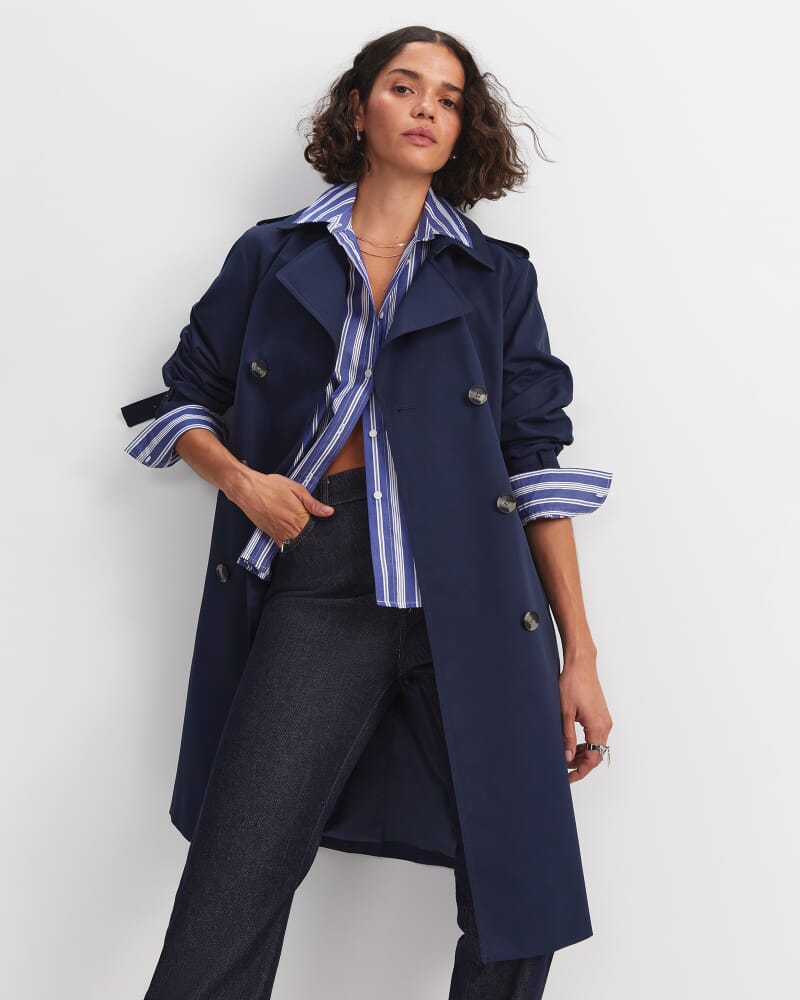 Reina Crop Shirt in BLUE/WHITE