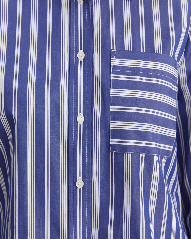 Reina Crop Shirt in BLUE/WHITE