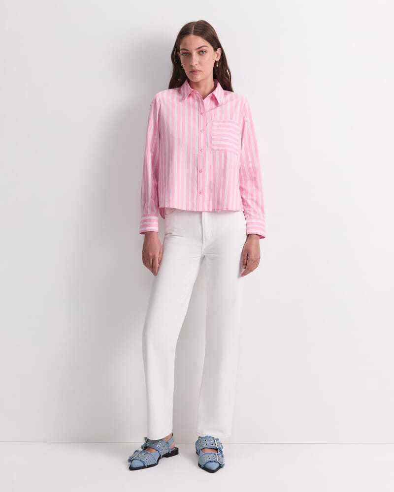 Reina Crop Shirt in WHITE/PINK