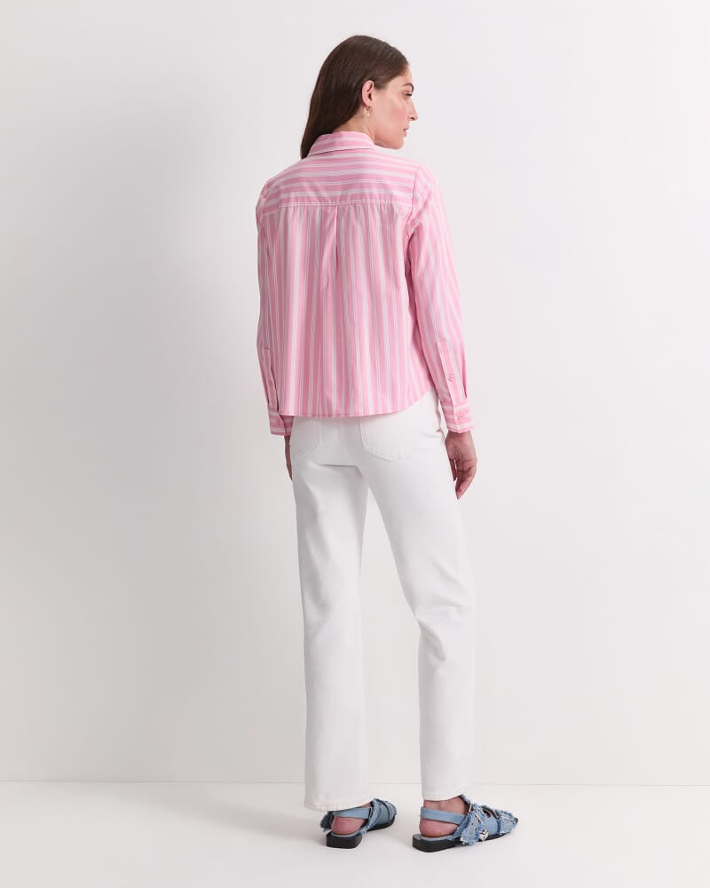 Reina Crop Shirt in WHITE/PINK