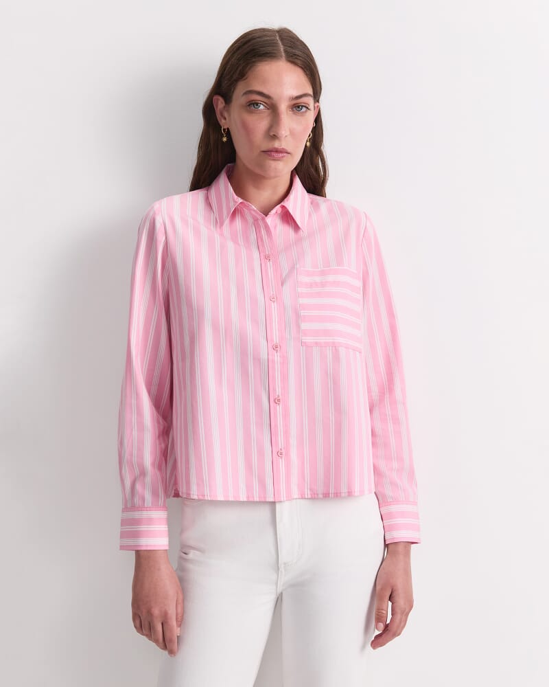 Reina Crop Shirt in WHITE/PINK