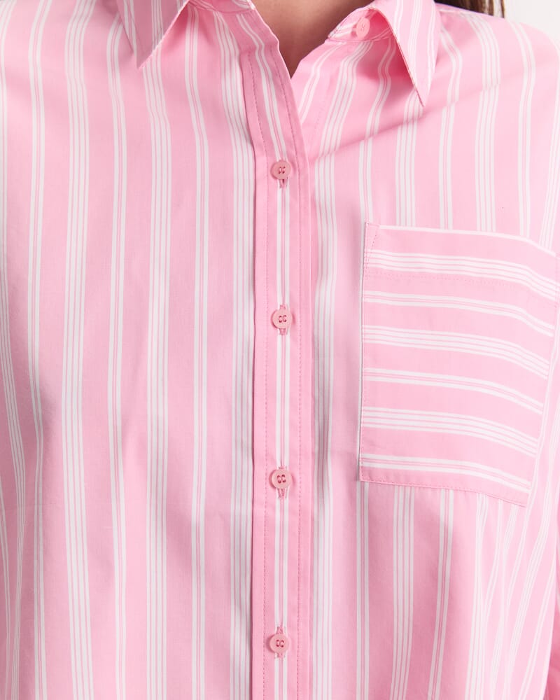 Reina Crop Shirt in WHITE/PINK