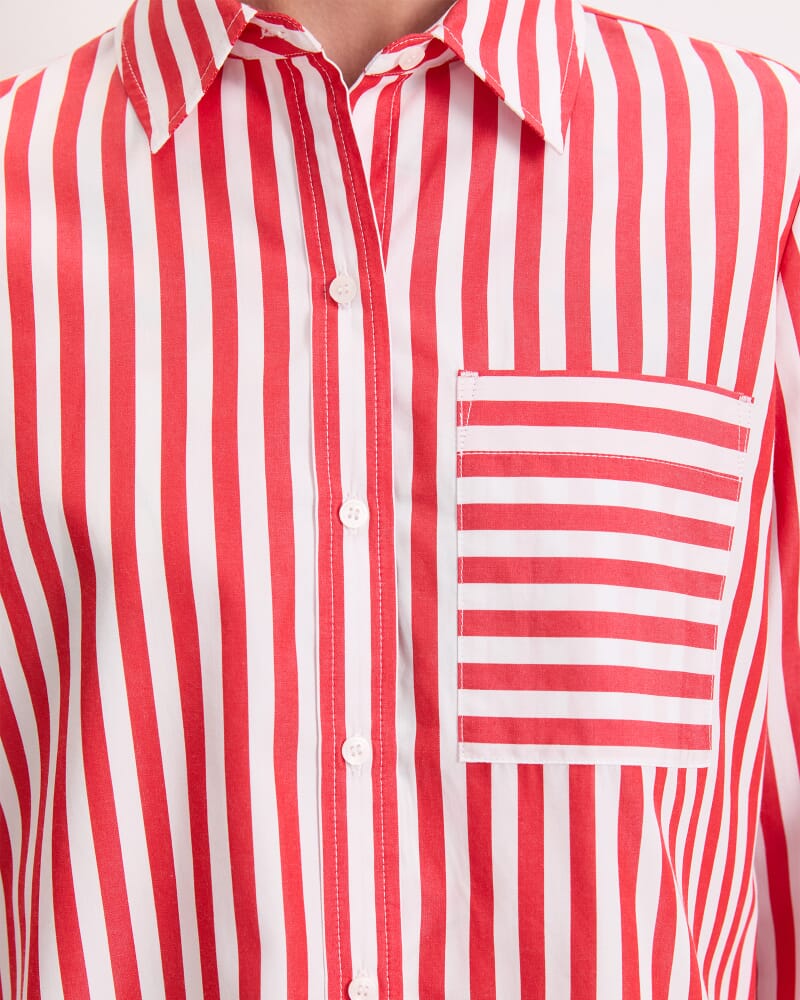 Reina Crop Shirt in WHITE/RED