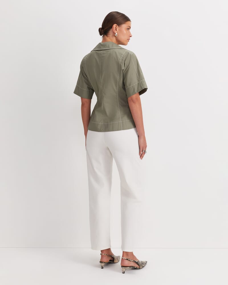 Shiloh Wrap Top in KHAKI/WHITE