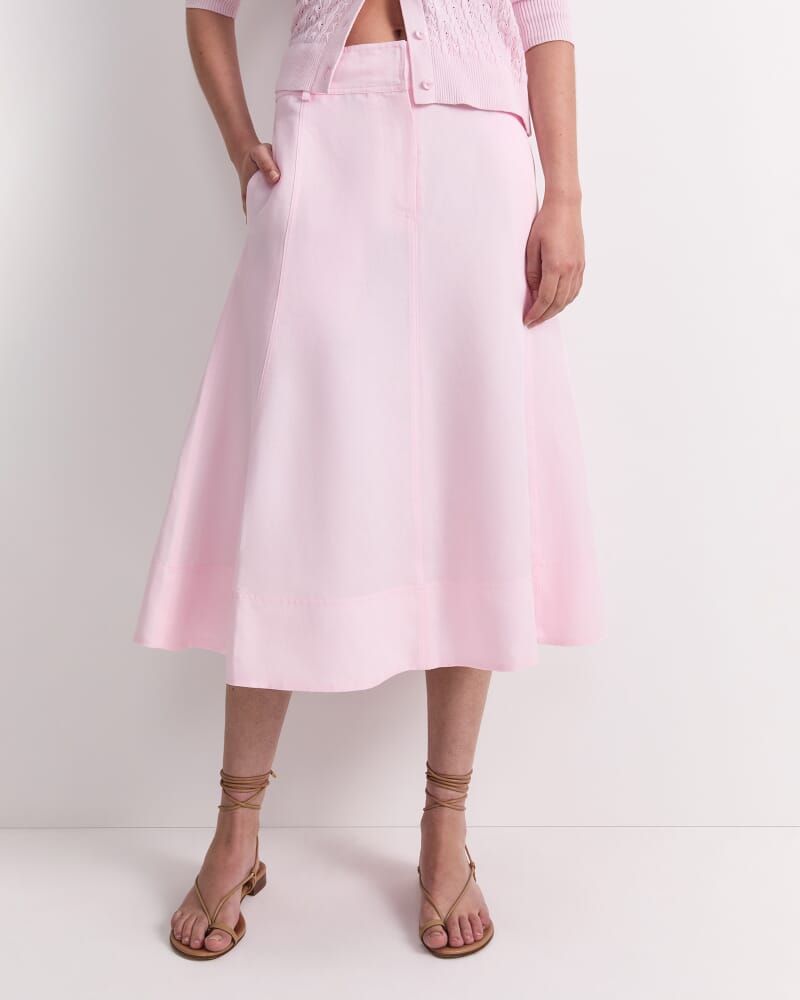 Vallerina Fit & Flare Midi Skirt in BLUSH