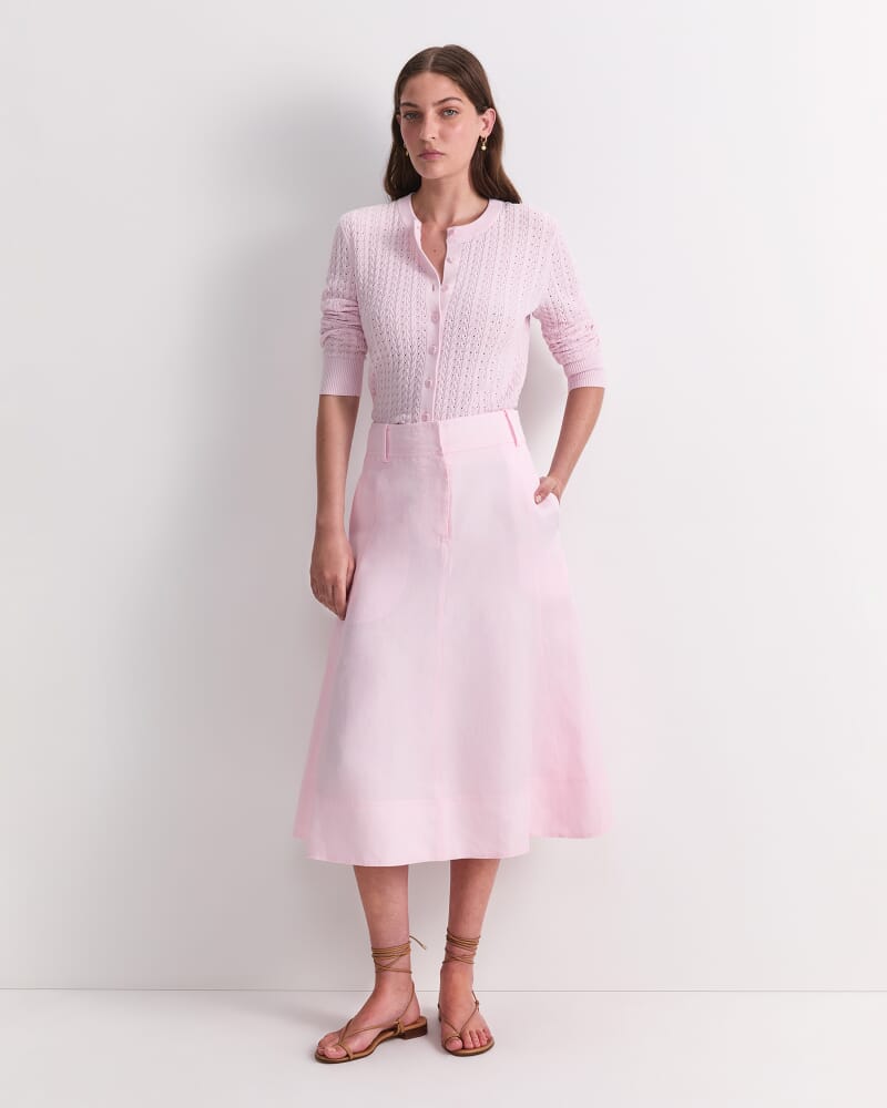 Vallerina Fit & Flare Midi Skirt in BLUSH