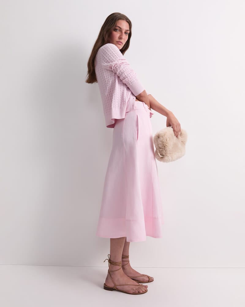 Vallerina Fit & Flare Midi Skirt in BLUSH