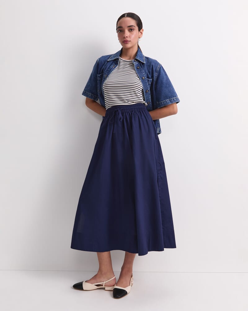 Tessa Midi Skirt in NAVY
