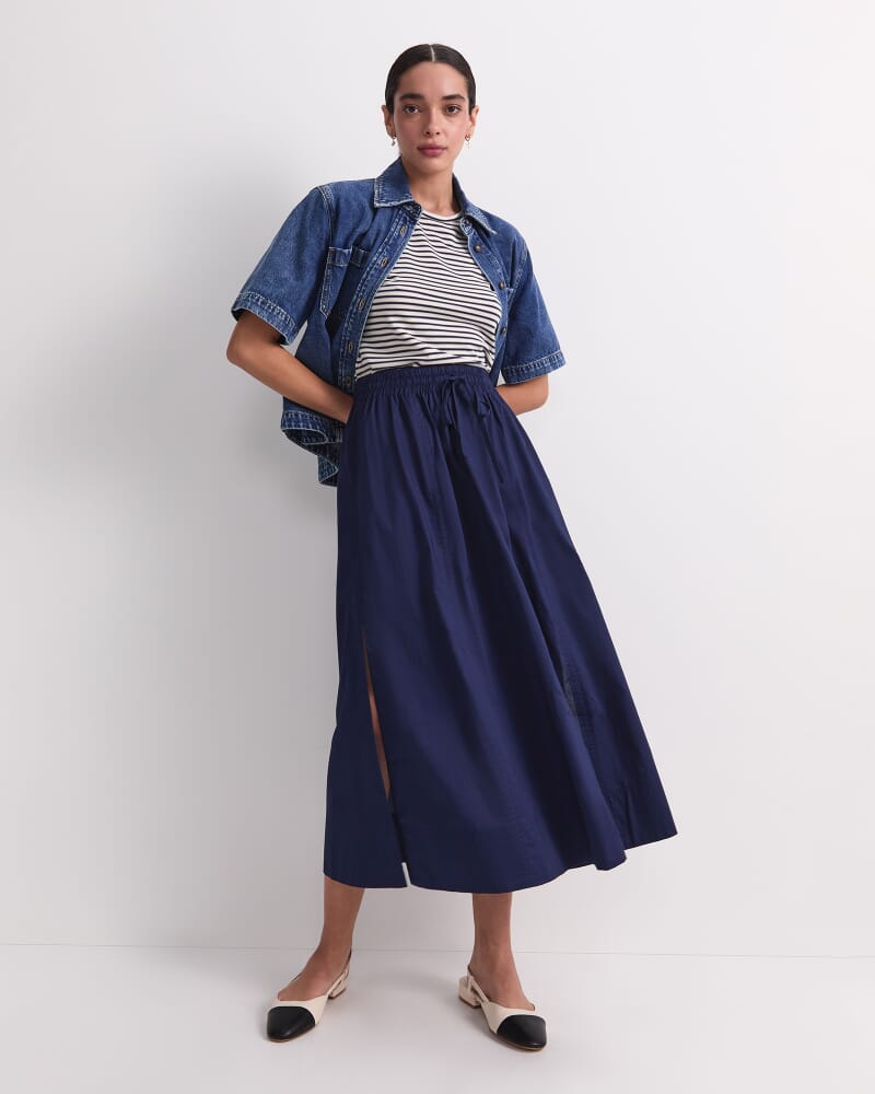 Tessa Midi Skirt in NAVY