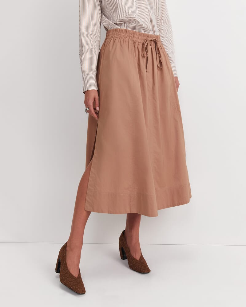 Tessa Midi Skirt in TAN