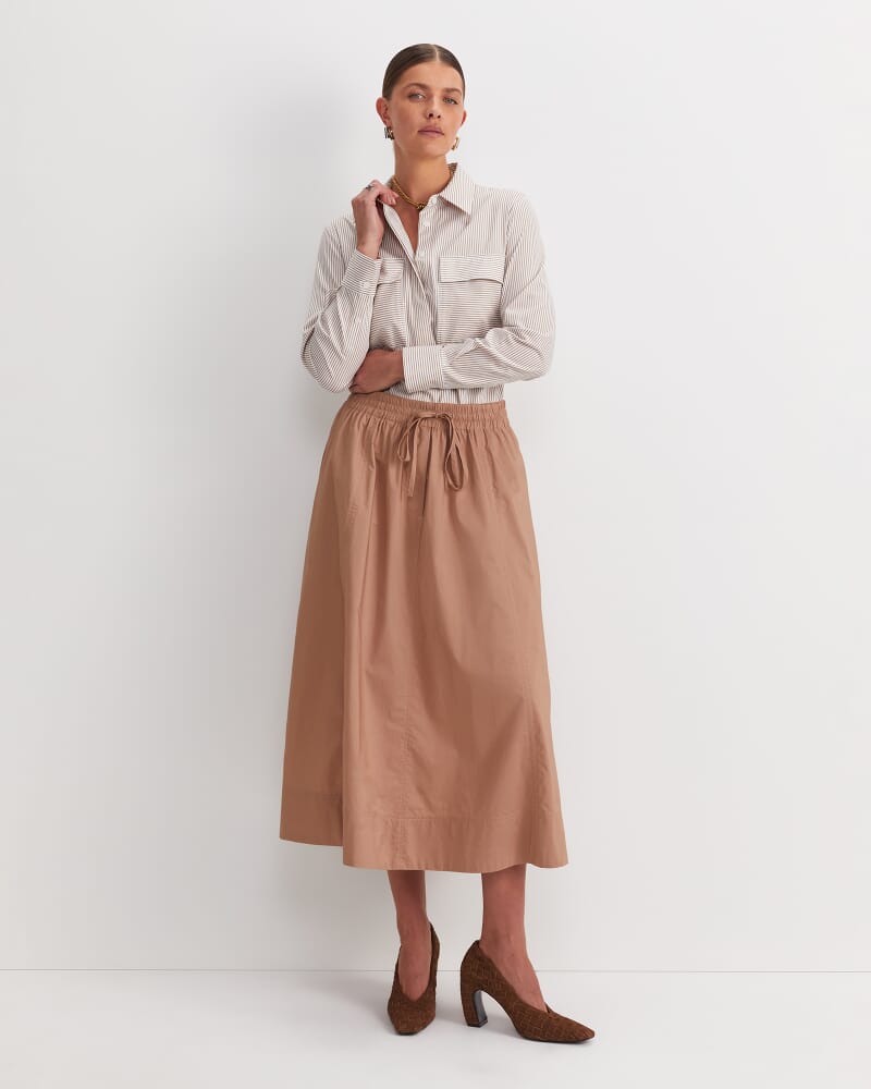 Tessa Midi Skirt in TAN