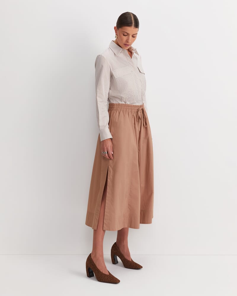 Tessa Midi Skirt in TAN