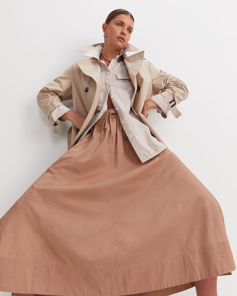 Tessa Midi Skirt in TAN