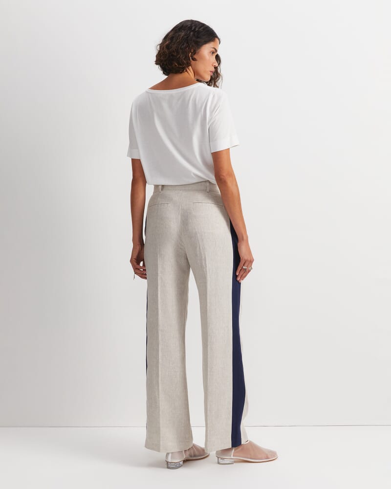 Freya Side Stripe Linen Pant in STRING