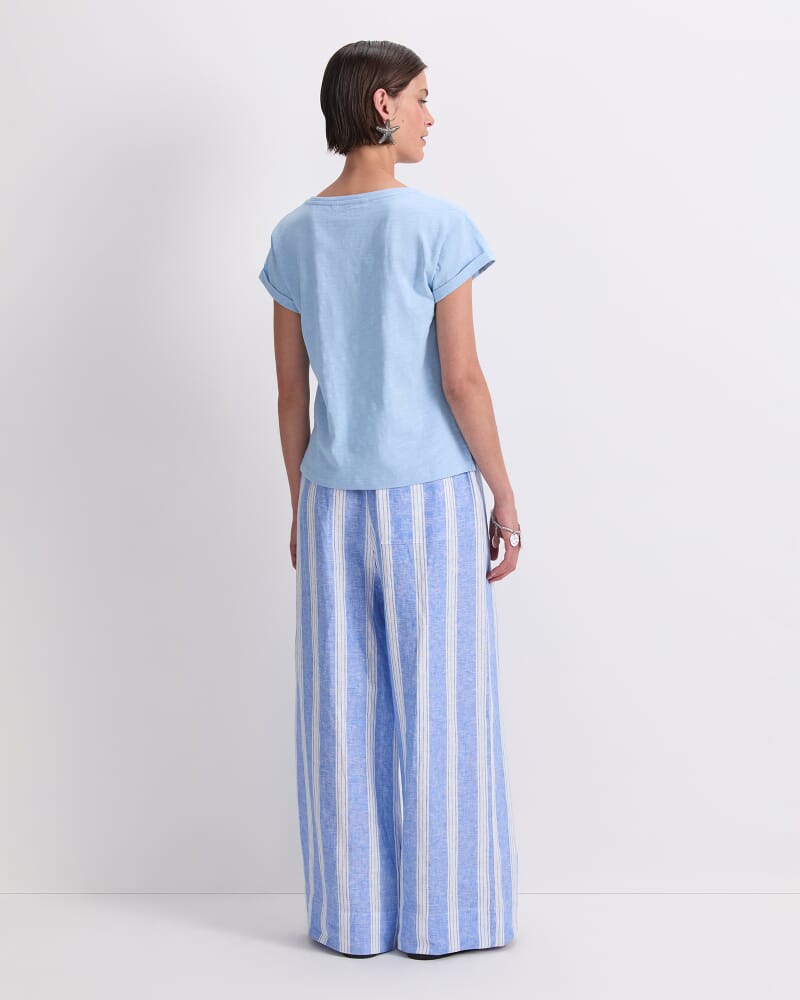 Alexa Slub Cotton Tee in AQUA