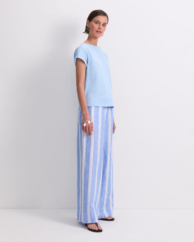 Alexa Slub Cotton Tee in AQUA