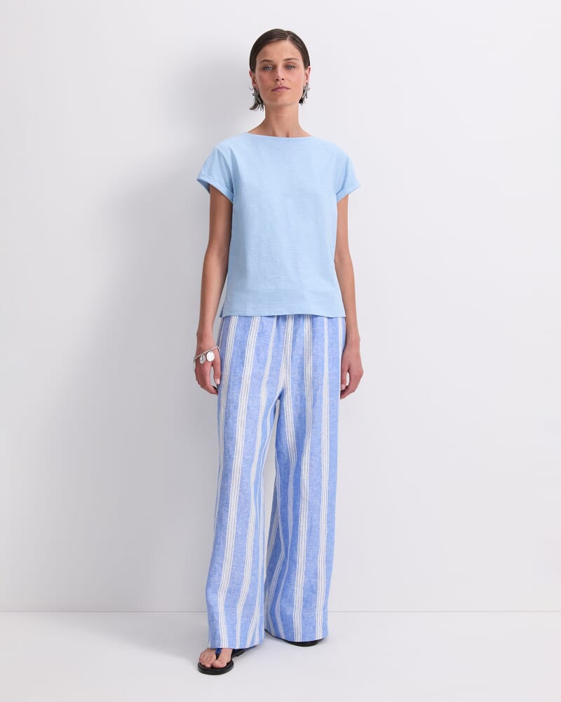 Alexa Slub Cotton Tee in AQUA