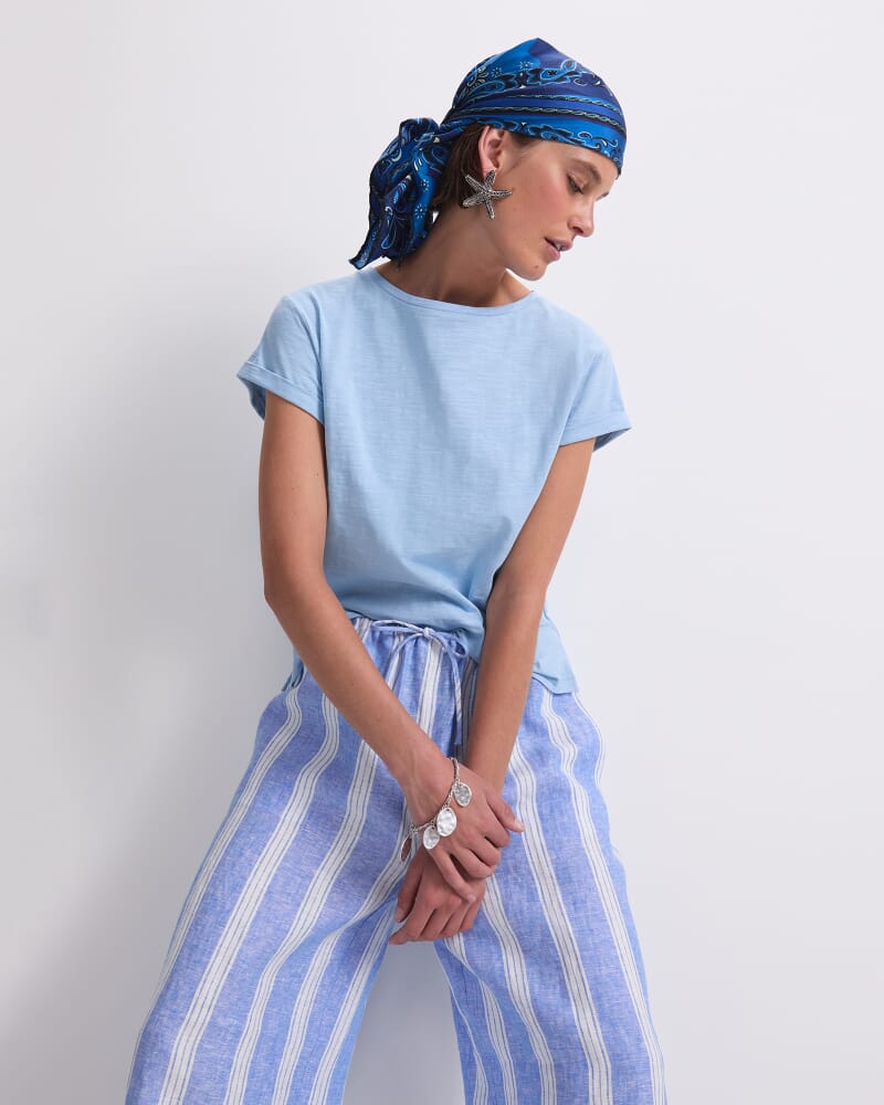 Alexa Slub Cotton Tee in AQUA