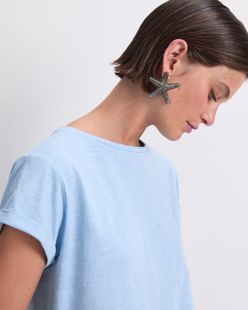 Alexa Slub Cotton Tee in AQUA