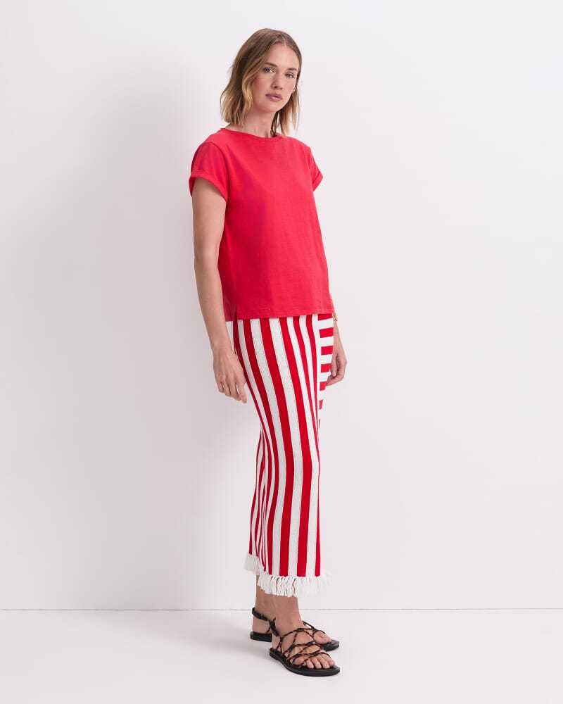 Alexa Slub Cotton Tee in RED