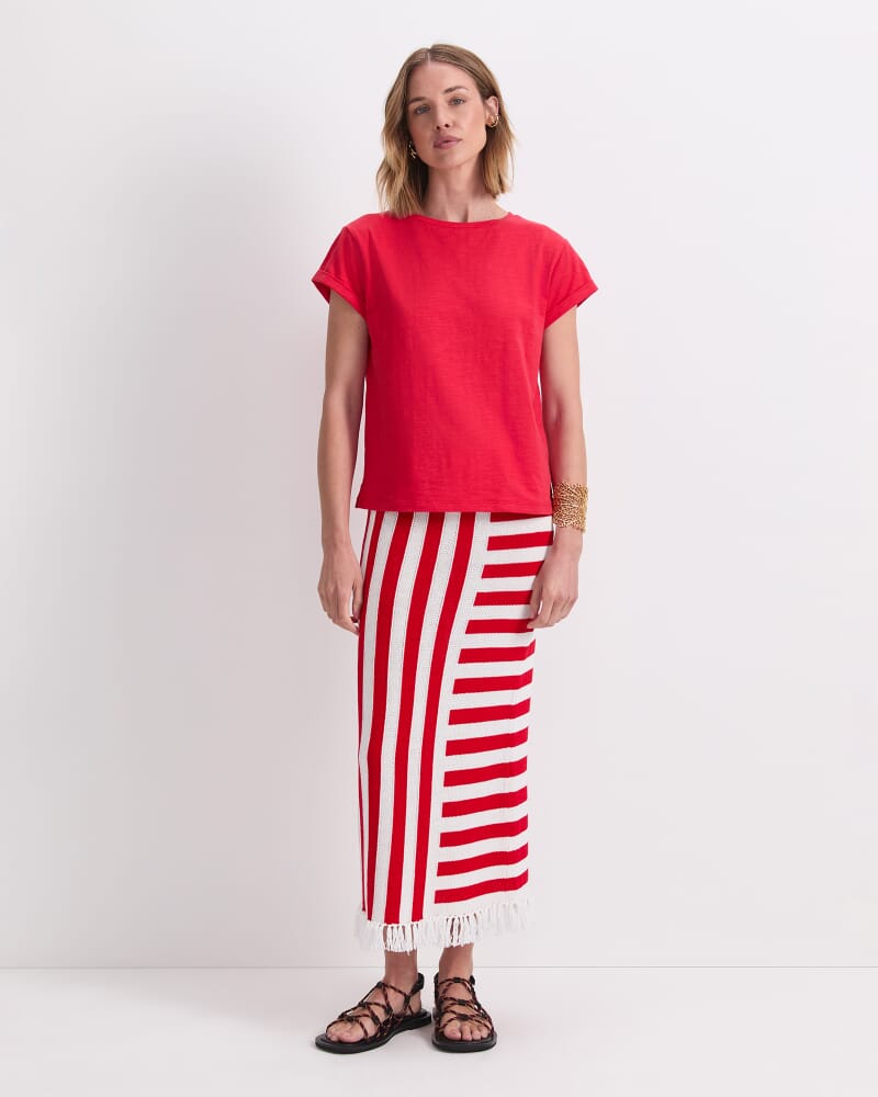 Alexa Slub Cotton Tee in RED