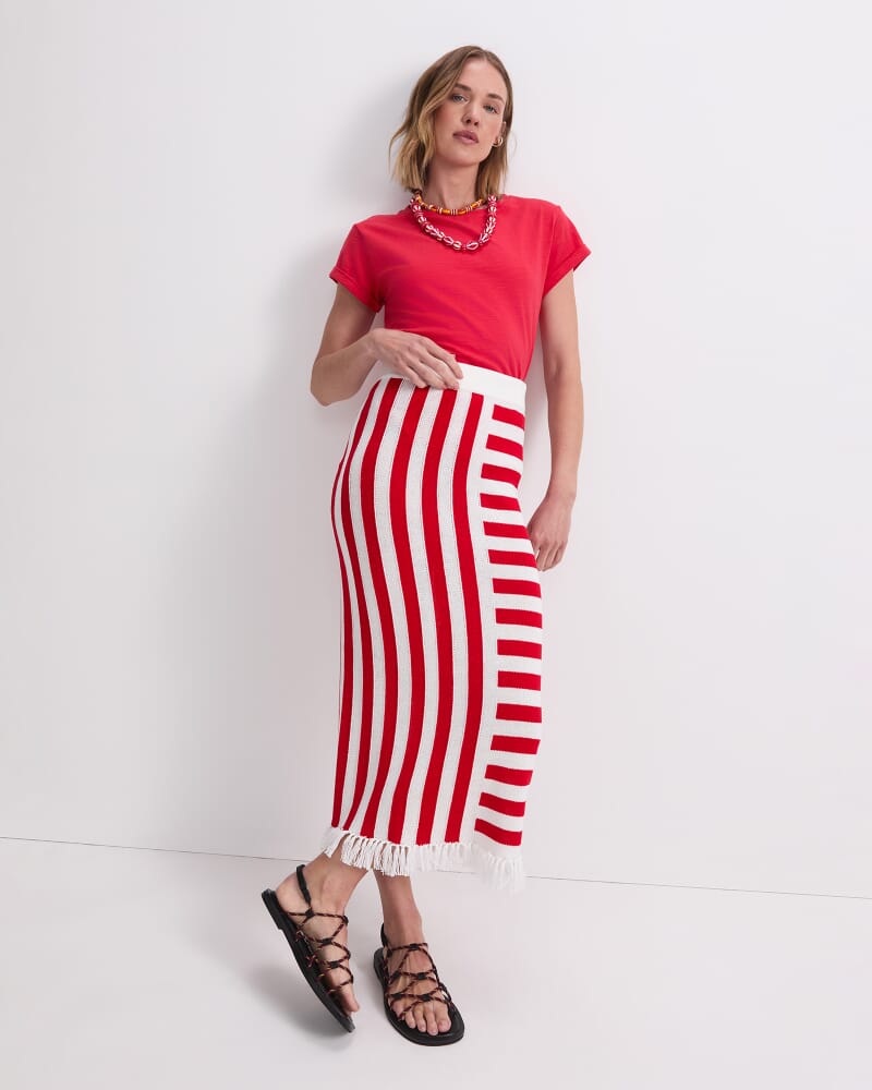 Alexa Slub Cotton Tee in RED