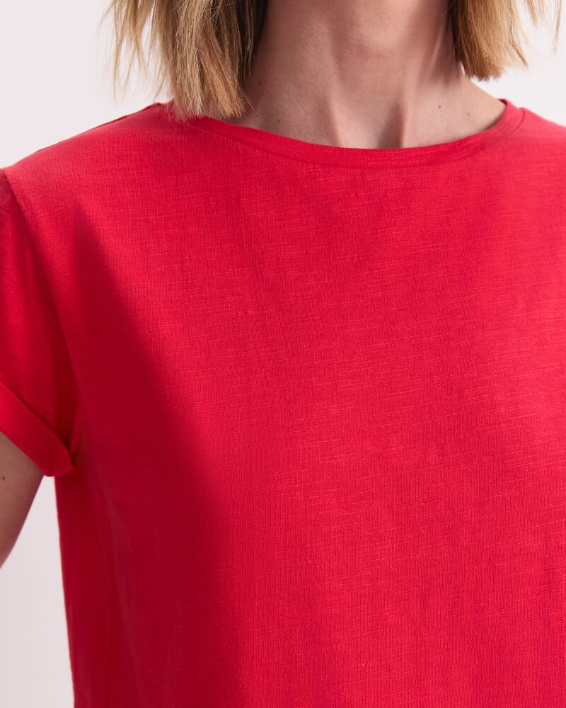 Alexa Slub Cotton Tee in RED