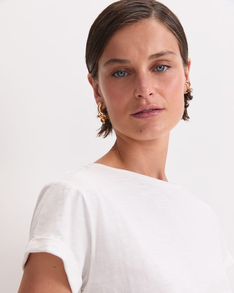 Alexa Slub Cotton Tee in WHITE