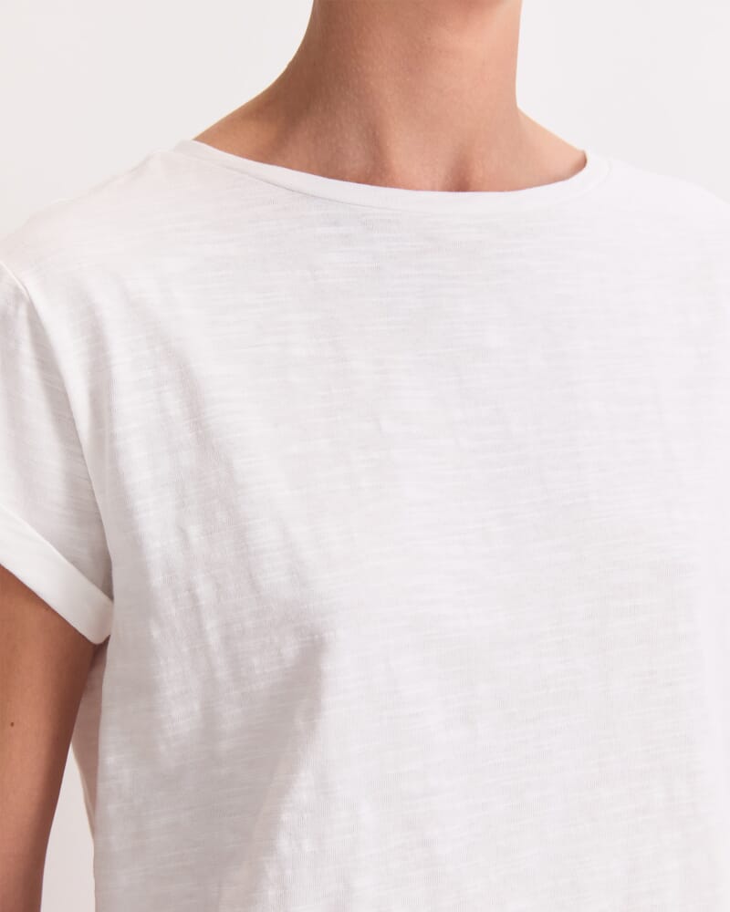 Alexa Slub Cotton Tee in WHITE