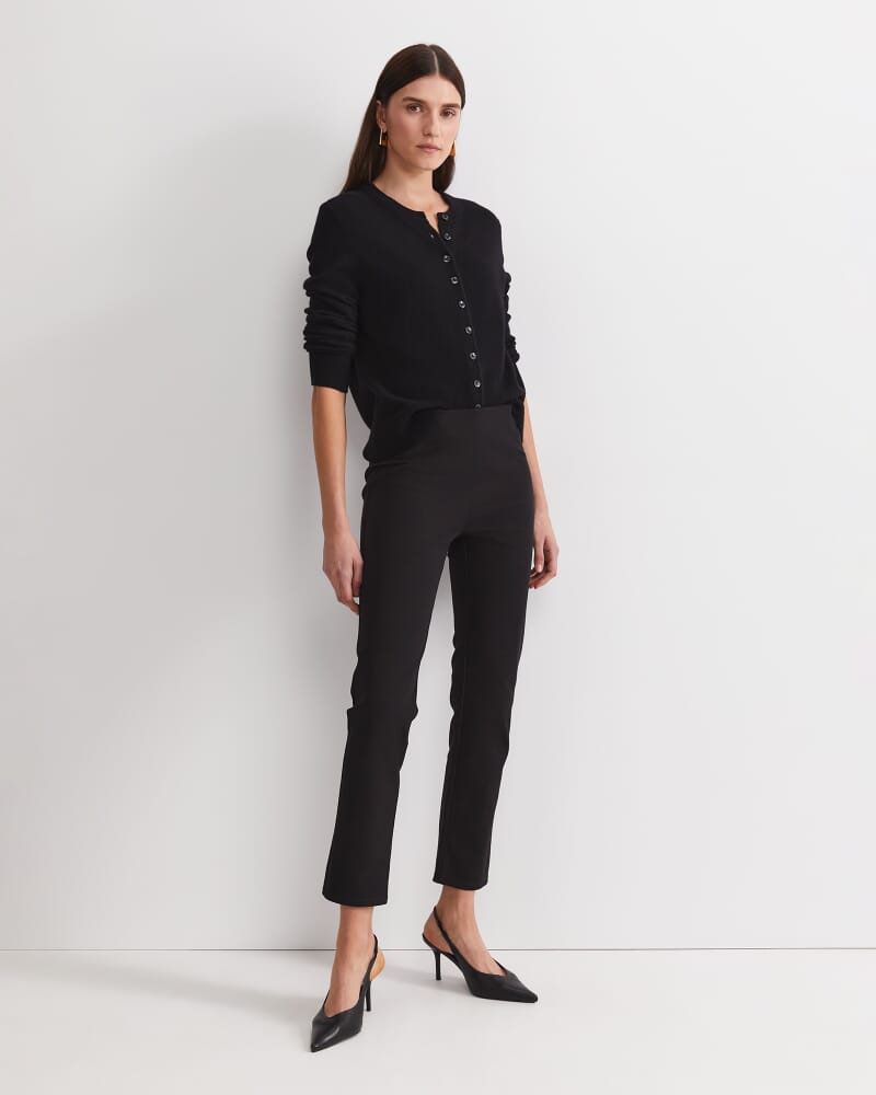 Felicity Flat Front Slim Pant in BLACK