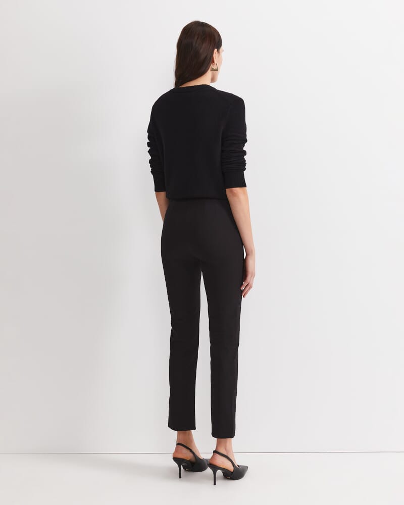 Felicity Flat Front Slim Pant in BLACK