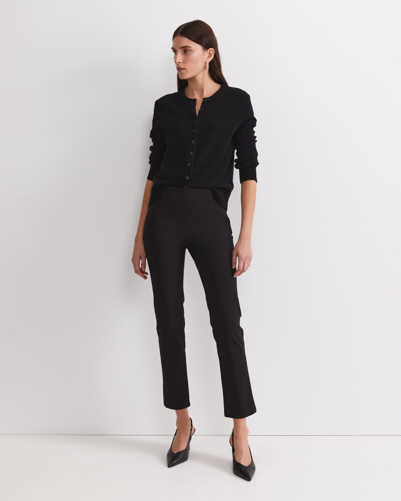 Felicity Flat Front Slim Pant in BLACK