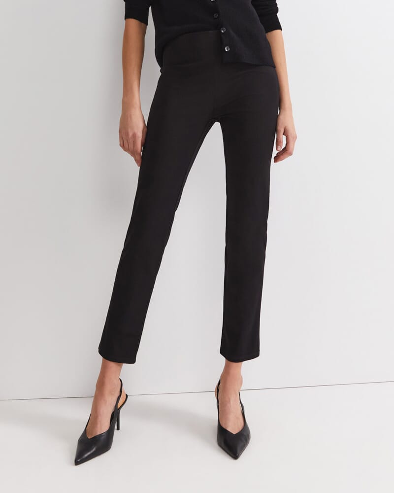 Felicity Flat Front Slim Pant in BLACK