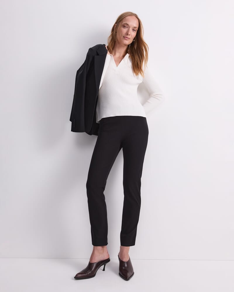 Felicity Flat Front Pant in BLACK
