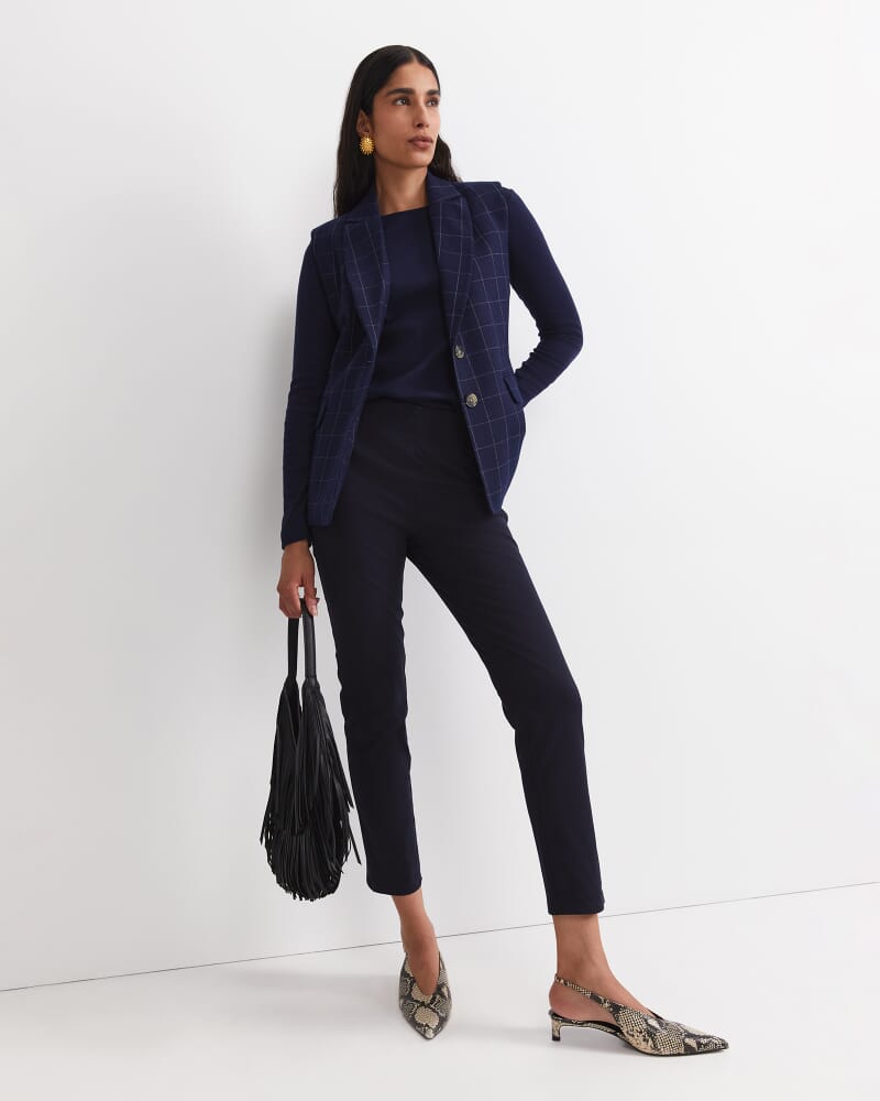 Felicity Flat Front Slim Pant in NAVY