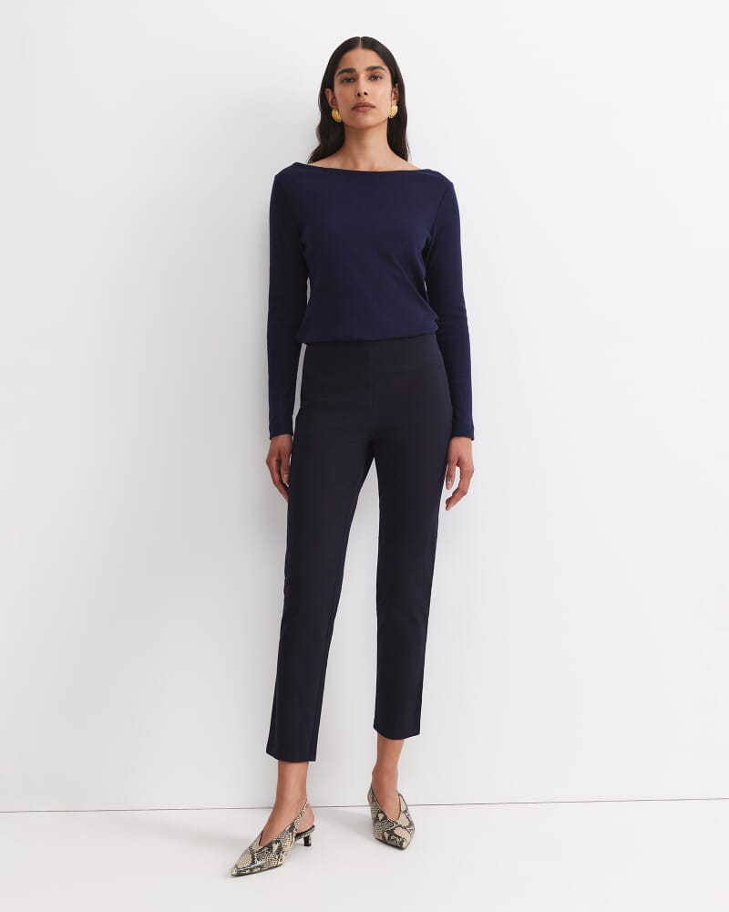 Felicity Flat Front Slim Pant in NAVY