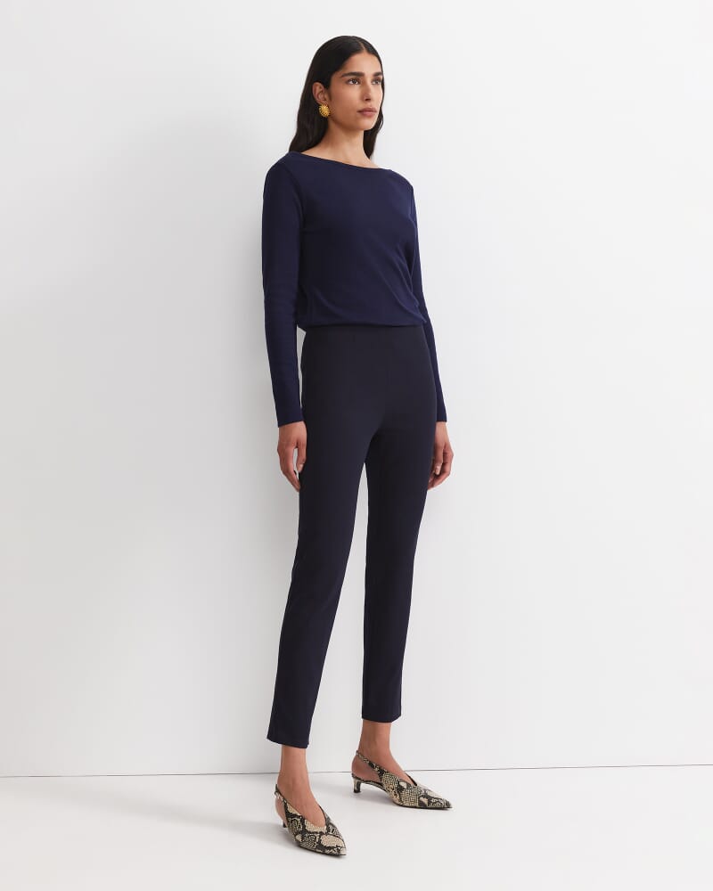 Felicity Flat Front Slim Pant in NAVY