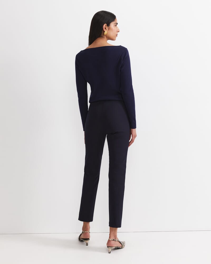 Felicity Flat Front Slim Pant in NAVY